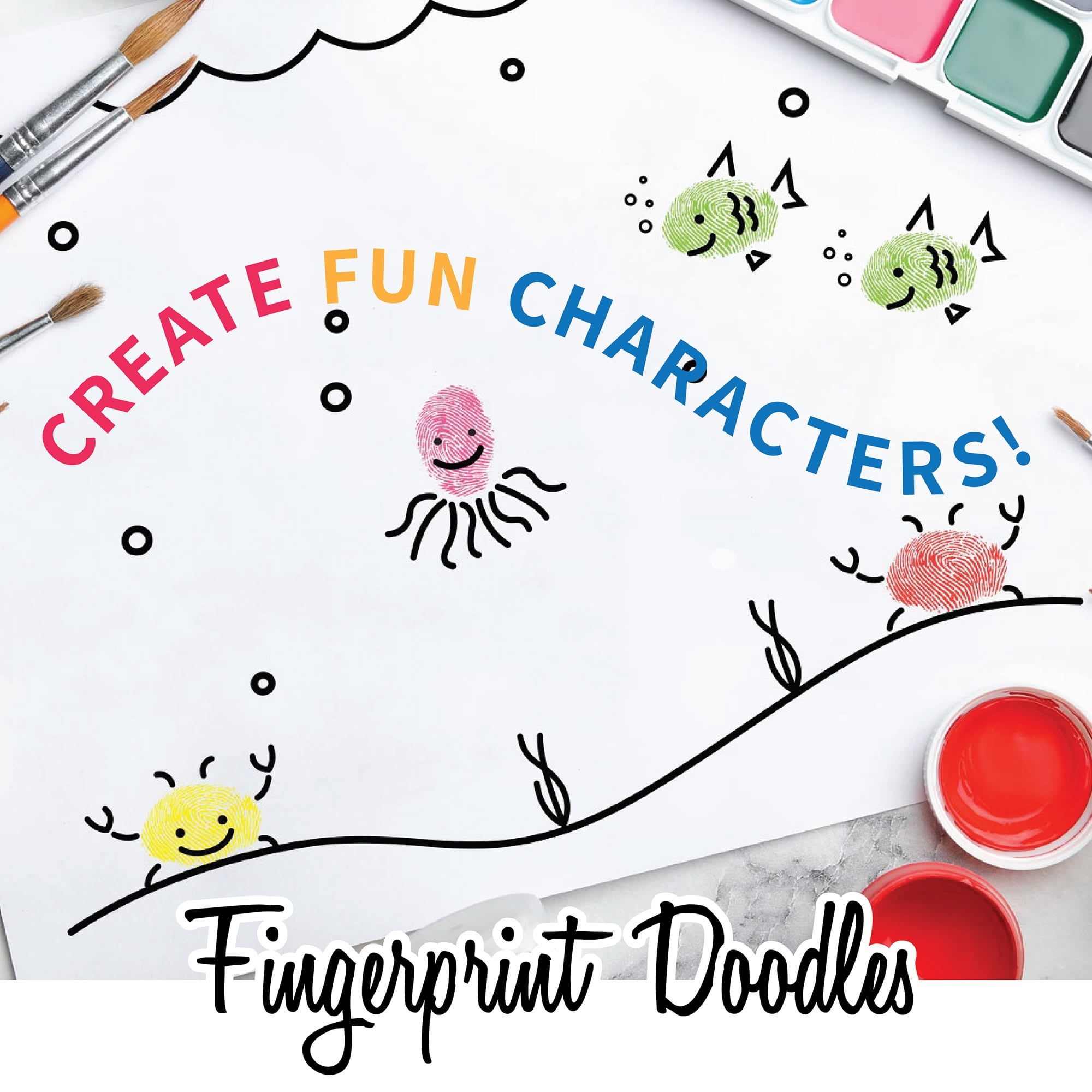 Imagine It: Fingerprint Doodles - Create Art & Characters From Your Fingerprints, Read-Stamp-Color-Play, Arts & Crafts Activity Kit, Kids Ages 8+