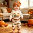 thumbnail image 6 of Ulanda Thanksgiving Baby Girl Boy Outfits Turkey Romper Pants Set Hat 3pcs Newborn Infant Baby Girl Boy Clothes Set (Khaki, 6-9 Months), 6 of 9