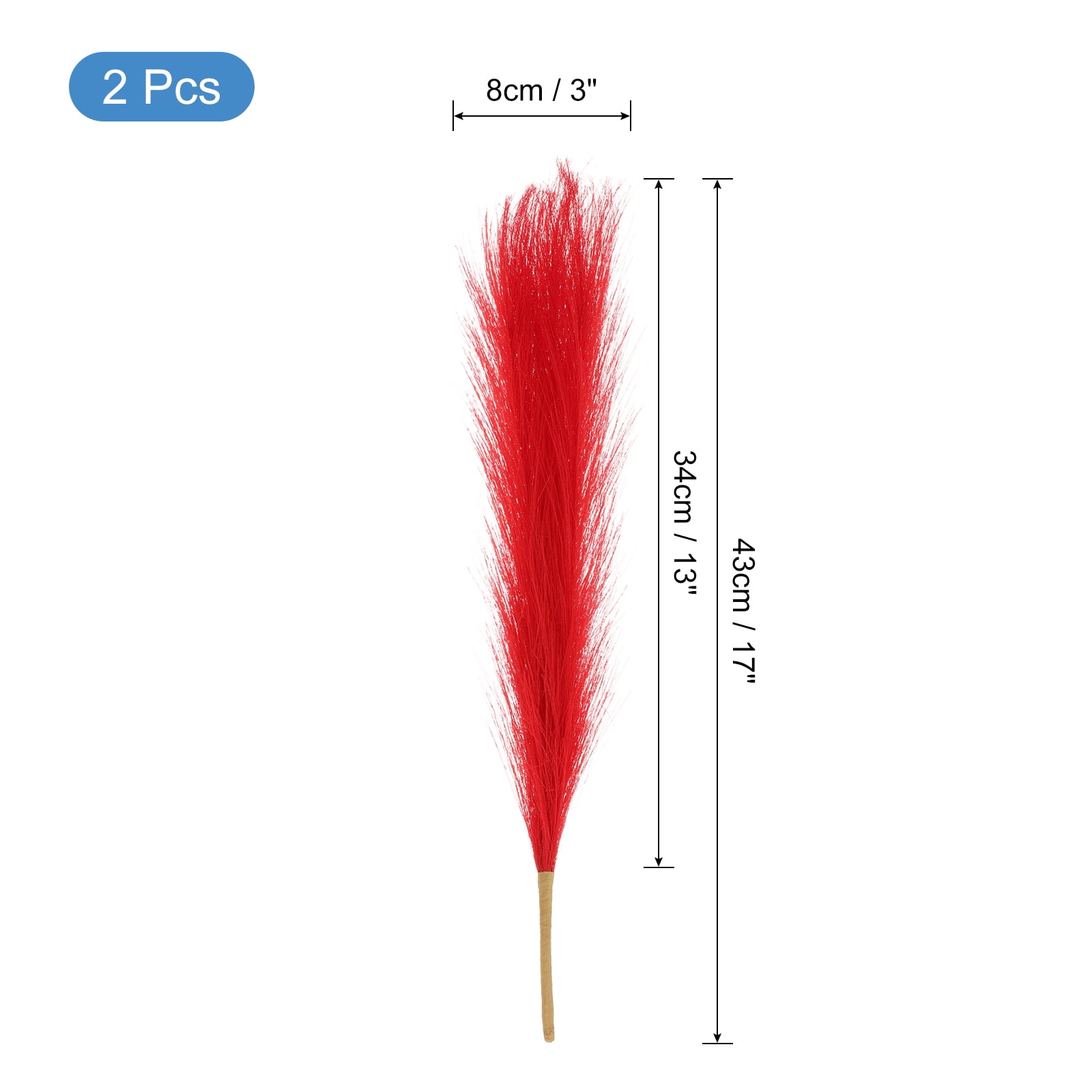 Unique Bargains Faux Pampas Grass Artificial Fake Dried Pampas Grass Decor Red