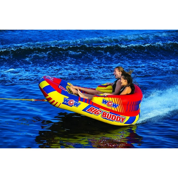 WOW Sports Big Buddy 2 Person 2P Towable w/ 12 Handles & EZ-Up nose(22-WTO-3981)