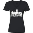 thumbnail image 3 of Inktastic Baltimore Skyline Grunge Women's V-Neck T-Shirt, 3 of 5