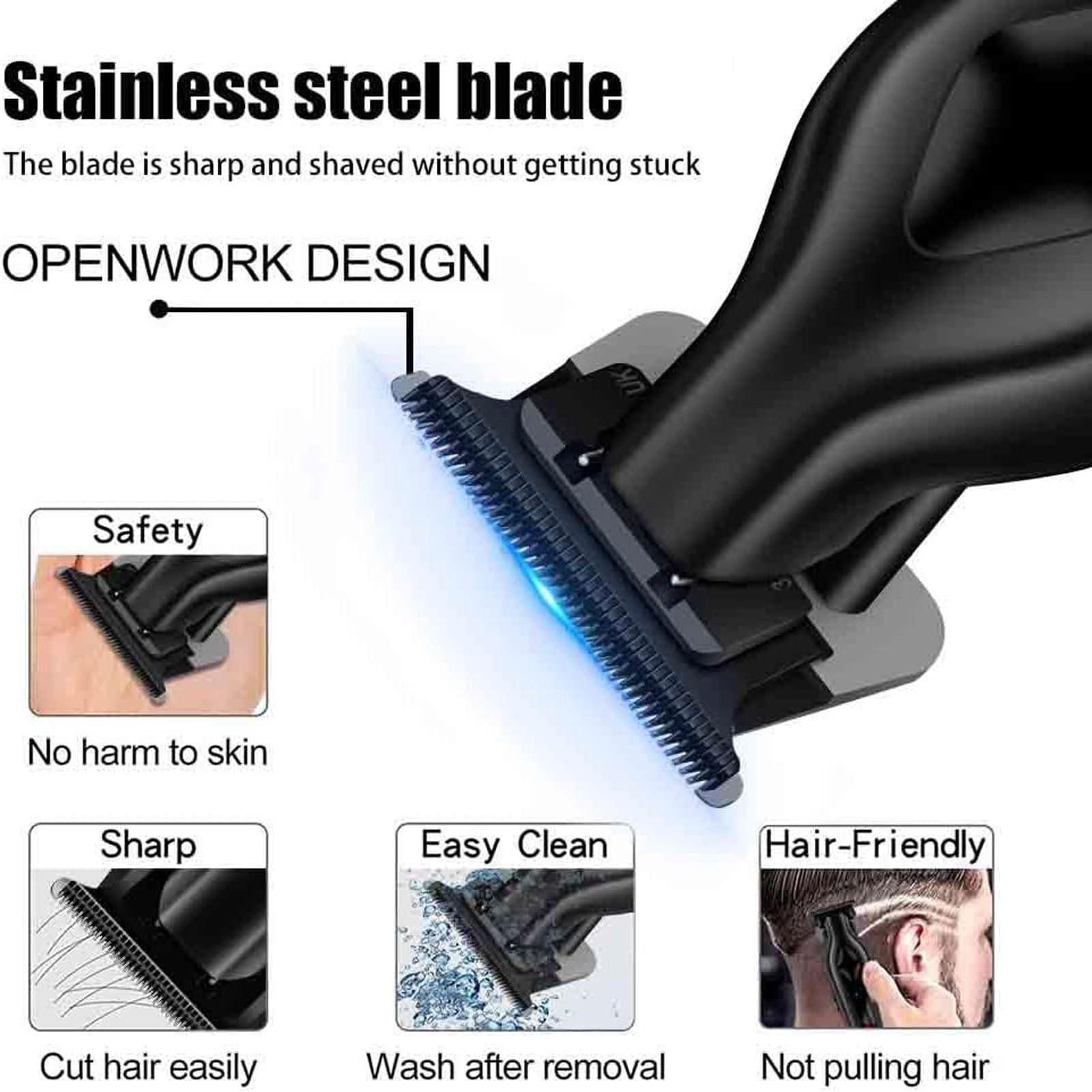 Herunwer Blackout Trimmer Plus Zero Gap, Barbers Tonic Blackout Trimmer Premium Zero-Gapped, Cordless Rechargeable Zero-Gapped Safety Razor Hair Clipper