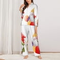 thumbnail image 2 of Salouo Summer Gnome Pattern Women's Pajamas Set Long Sleeve Button Down Sleepwear Soft Pj Lounge Sets for women 2 Piece Pjs Set with Long Pants-Large, 2 of 7