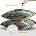 thumbnail image 4 of Brown Texas Star Teal Throw Pillow Covers 20x20 Inch Set of 2, Vintage Country Star Turquoise Wooden Waterproof Outdoor Pillow Covers, Decorative Cushion Pillowcases for Couch, Sofa, Bed, Patio, 4 of 9