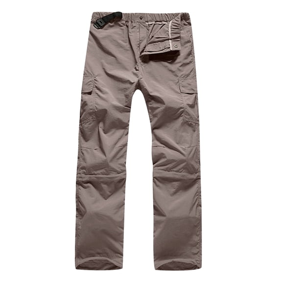 WREESH Men's Cargo Pants Solid Casual Button Zipper Multiple Pockets Outdoor Straight Type Fitness Pants Trousers Khaki