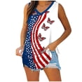 thumbnail image 6 of Favoffer Women's Independence Day Floral Camisole V Neck Sleeveless Loose Silhouette Daily Holiday Leisure Matching Casual Tank Top, 6 of 6