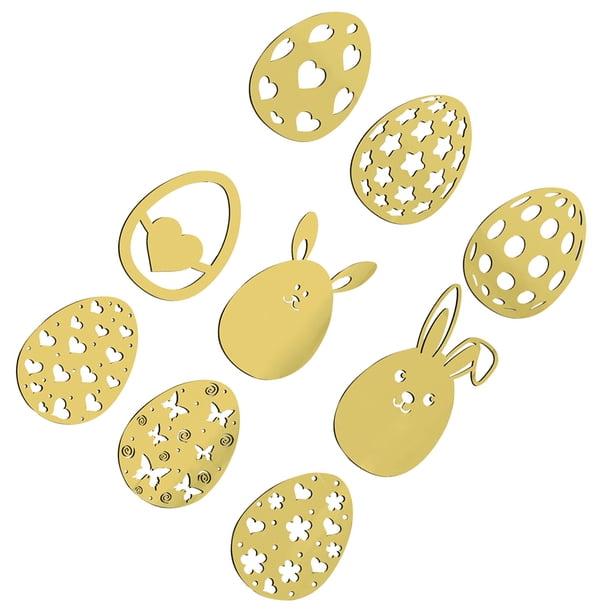 Billuyoard Pegatina de Pascua forma de huevo acrílico pared calcomanía Festival decoración espejo pared Paster Diy 3d pegatinas decorativas Kits de decoración para fiestas oro JM626 Billuyoard HA003777-02
