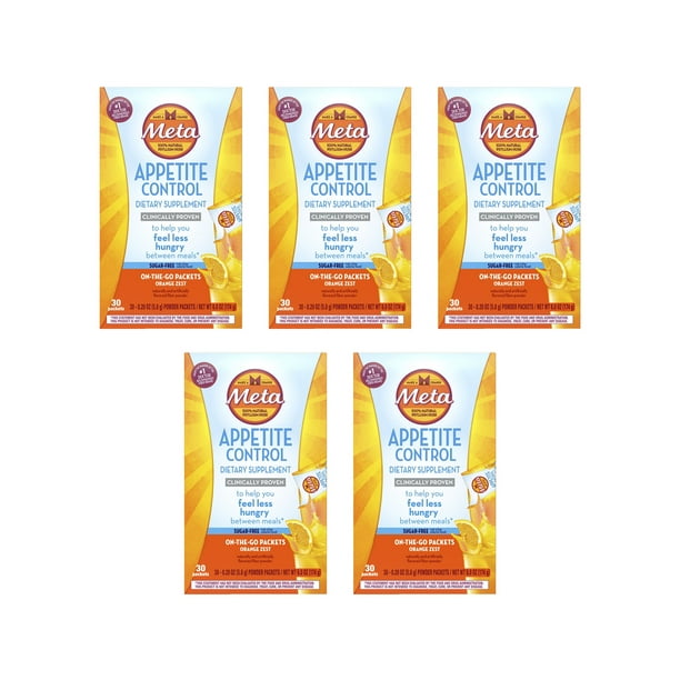 Metamucil Appetite Control Supplement Psyllium Fiber Sugar Free Powder