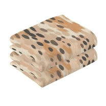 2 Pcs Absorbent Face Towel Bath Hand Towels Soft Breathable Cotton Towel Set for Bathroom Kitchen Hotel Spa Decor Earthy Brown Leopard Print