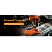 TitanFlex Heavy Duty Orange Nitrile Gloves, 6 Mil, Large, Industrial Raised Diamond Texture, Work Gloves Disposable Latex Free, Powder Free, Chemical Resistant, Mechanic Gloves(Box of 100)