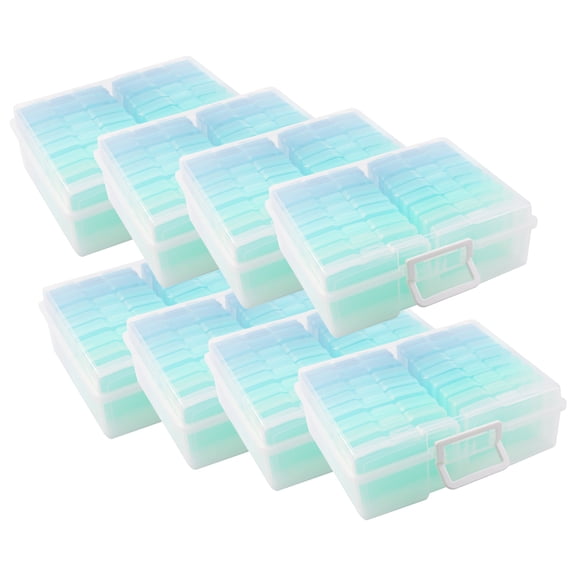 Simply Tidy Blue Ombre Photo & Craft Keepers - Storage Box with 16 Inner Cases, Holds 4" x 6" Photos, Organizes Beads, Glitter, Dice & More, 8 Pack