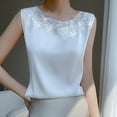 thumbnail image 2 of Staron Women's Summer Casual Sleeveless Tank Top Round Neck Solid Satin Basic Comfy Relaxed Fashion Blouse, White XL, 2 of 3