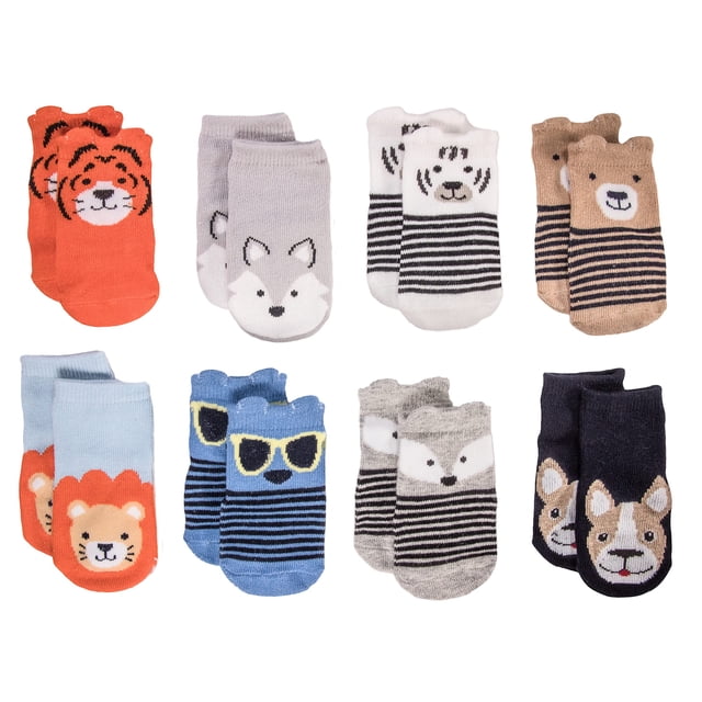Calcetines para bebés Little Me Animal Charter de 0 a 12 meses (paquete de 8)