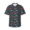 thumbnail image 2 of Picia Autumn Forest Animals Cute Gentle Cotton Regular Fit Short Sleeve Casual Hawaiian Shirt for Men-Medium, 2 of 8