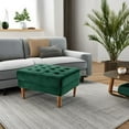 thumbnail image 5 of Vesgantti Large Ottoman, Tufted Coffee Table Ottoman for Living Room, Oversized Upholstered Velvet Ottomans Bench, 32 inch Ottoman Foot Rest for Bedroom, Green, 5 of 7
