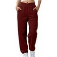 thumbnail image 2 of Antqov Sweatpants Women, Solid Color Crossed Elastic Waist Straight Cuffed Casual Pants with Pockets, Outdoor Fitness Loose Soft Comfortable Joggers, 2 of 8