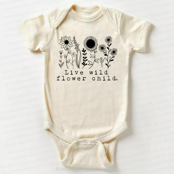Live Wild Flower Baby Bodysuit Cute Baby Onesie, Baby Bodysuit Lat 4424 Cute Baby Onesie, BABY BODYSUIT LAT 4424