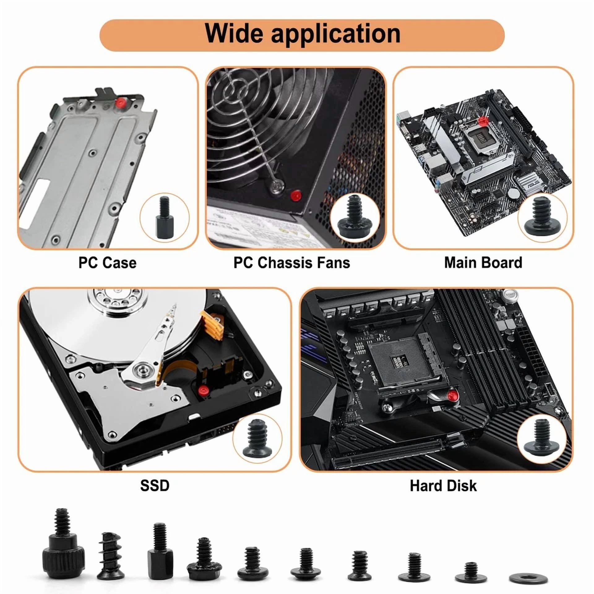 CIRCLE- 420Pcs Computer Screw Kit Motherboard Standoffs Assorted Screws For Pc Case H...