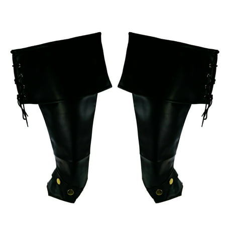 Deluxe Vinyl Pirate Boot Covers Tops Renaissance Medieval Spats Costume Lace Up
