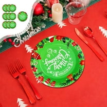 Christmas Themed Party Supplies - Disposable Paper Cups & Plates with Christmas Tree Design, Festive Tableware Set for Multi-Person Gatherings & Holiday Parties