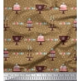 thumbnail image 1 of Soimoi Rayon Crepe Fabric Celebration Flag,Candlestick & Cake Party Decor Fabric Printed Yard 46 Inch Wide, 1 of 3