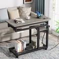 thumbnail image 2 of Tribesigns Small Portable Desk with Power Outlet, Height Adjustable Sofa Couch Bedside Laptop Table Brown, 2 of 7