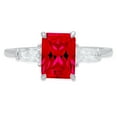 thumbnail image 2 of 1.5 ct Emerald Cut Simulated Ruby 3 Stone 18K White Gold Womens Engagement Ring, 2 of 4
