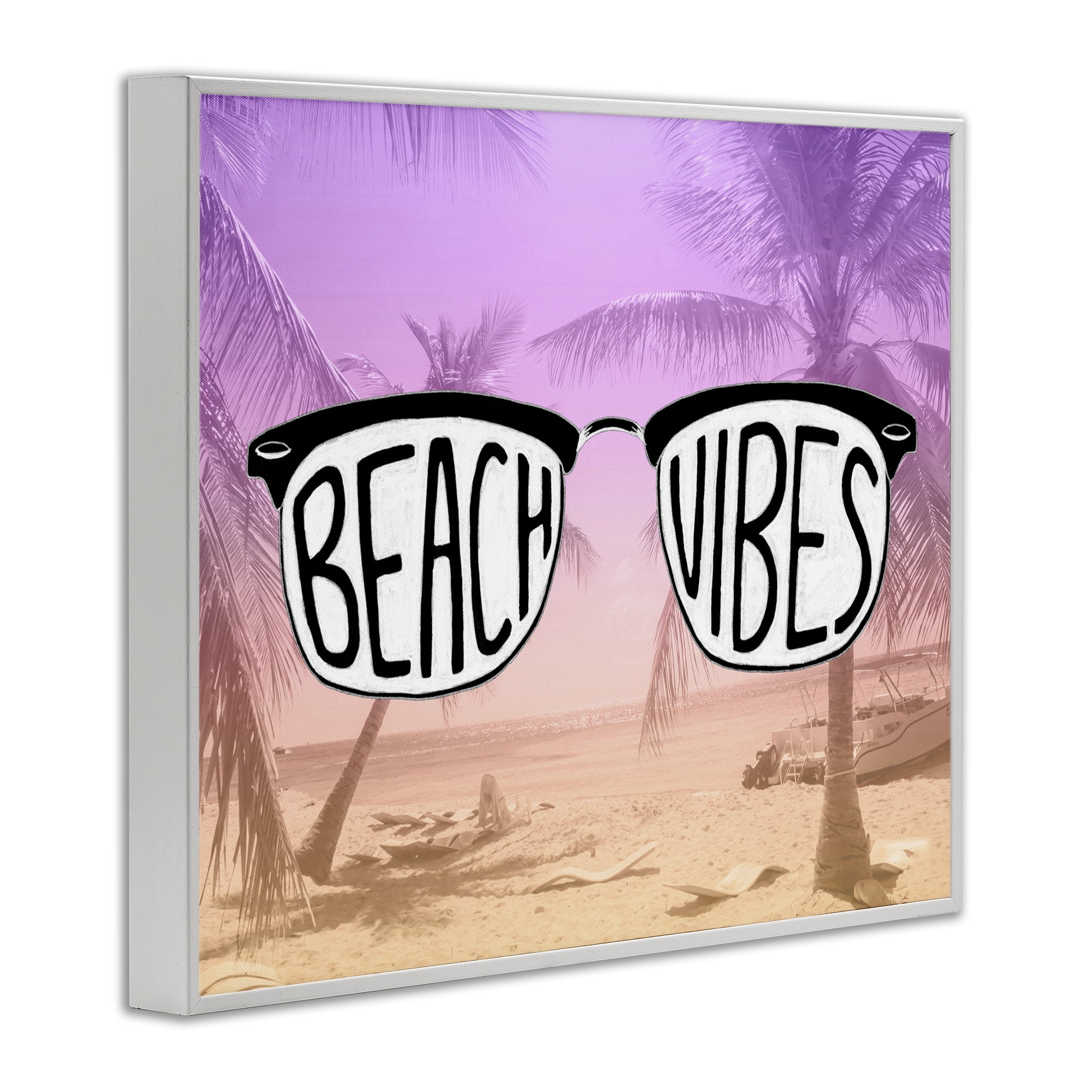 Stupell Industries Tropical Beach Vibes Typography Painting White Framed Art Print Wall Art, 20 x 16