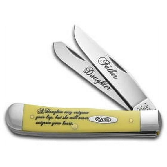 Case XX Knives Father & Daughter Yellow Delrin Trapper Stainless Pocket Knife