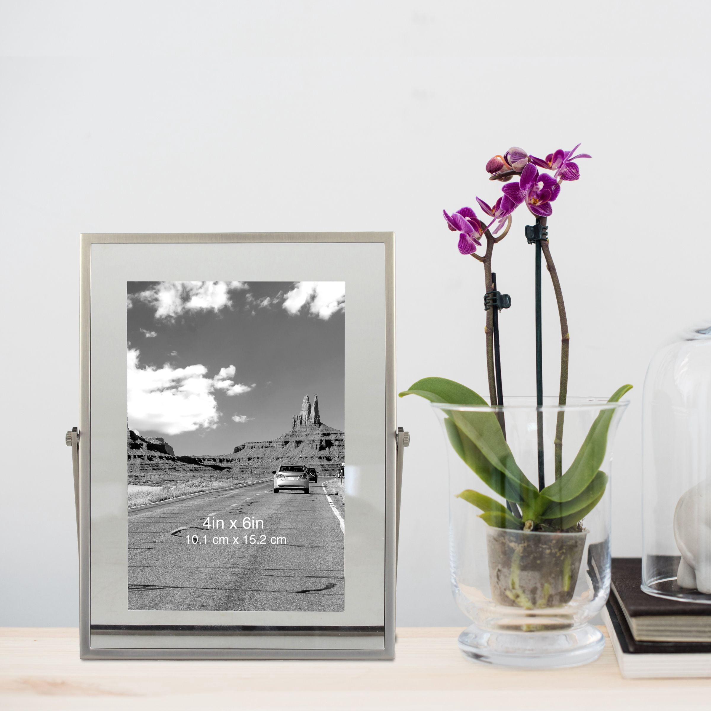 Better Homes & Gardens 4" x 6" Rectangle Metal Tabletop Floating Picture Frame, Gray
