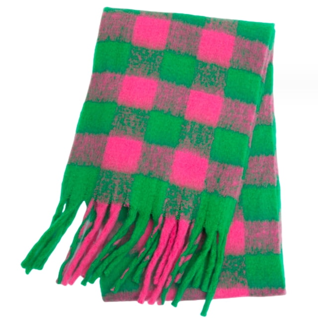 Bufanda grande y gruesa a cuadros para mujer, bufanda de gran tamaño a cuadros de colores, borla suave, chal grueso y cálido para otoño e invierno
