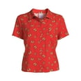 thumbnail image 5 of No Boundaries Juniors’ Button-Front Shirt with Short Sleeves, 5 of 5