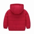 thumbnail image 3 of Otqutp Kids Boys Girls Middle Kids Hooded with Pockets Solid Color Short Cotton Jacket Fall and Winter Thickened Hooded Top Long Sleeve Coat(Red,5-6 Years), 3 of 8