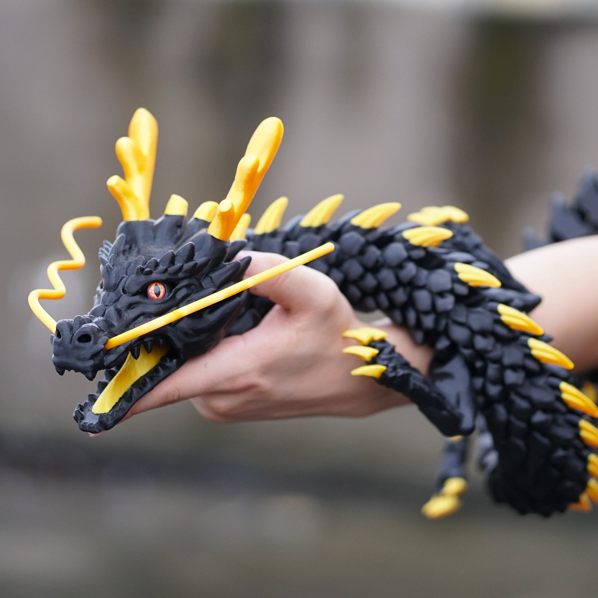 47.5inch 3D Printed dragon,Flexible Joint Animal lacertid Figurines,Realistic Eyes, Home Office Decor,Fidget Toy for Adults Teens Boy Festival Gifts