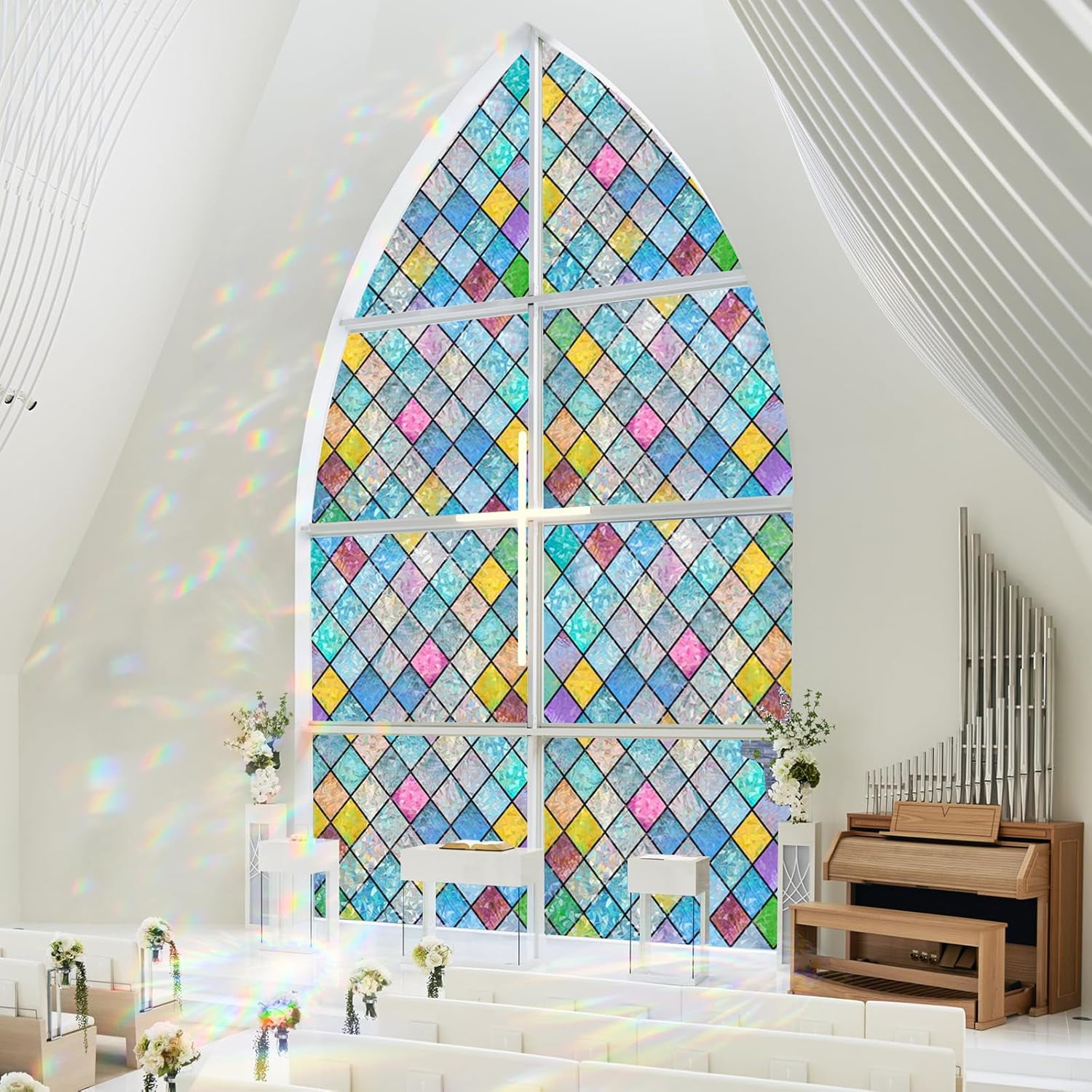rabbitgoo stained glass rainbow window film image 6