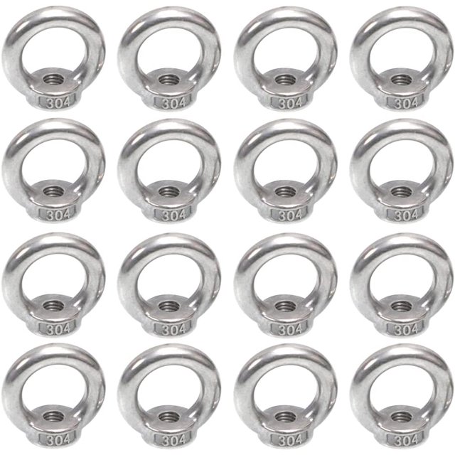 Eyebolts 16 pcs Tuercas de ojo de elevación M5 Tuercas de anillo roscadas hembra Tuercas de anillo roscadas hembra Tuercas de anillo roscadas hembra de acero inoxidable Hardware de anillo para accesorios de cuerda Vhermosa BST3082221