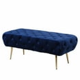 thumbnail image 2 of Sira Velvet Button Tufted Bench with Gold Metal Legs in Gray, 2 of 11