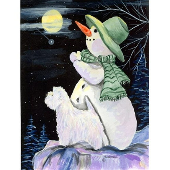 11 x 15 in. Snowman with Westie Garden Size Flag