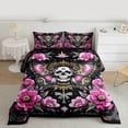 thumbnail image 2 of Homewish Bohemain Moth Queen Comforter Set,Spooky Gothic Skeleton Bedding Sets,Pink Flower Floral Bedding Comforter Set For Girls Teens,Ultra Soft Home Decor Reversible,3-Piece, 2 of 8