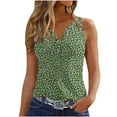 thumbnail image 2 of Aloohaidyvio Tops for Women,Womens Tank Summer Printed Buttons Sleeveless V-Neck Casual Blouse Button Tunic Tops, 2 of 5