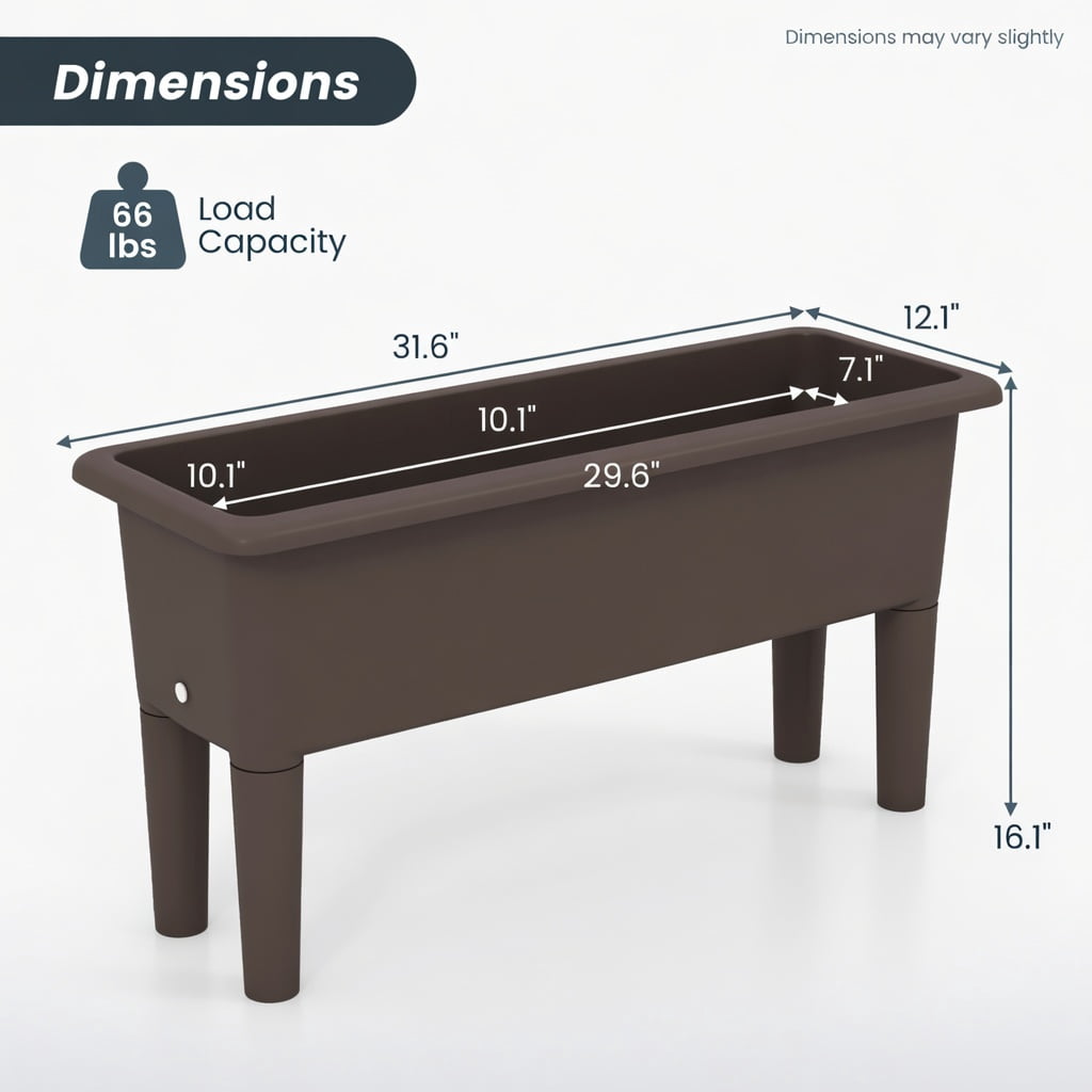 Topcobe 2 Pieces Raised Garden Beds Self-Watering Planter Box with Detachable Legs and Drainage Hole, Garden Boxes Outdoor Raised, Coffee
