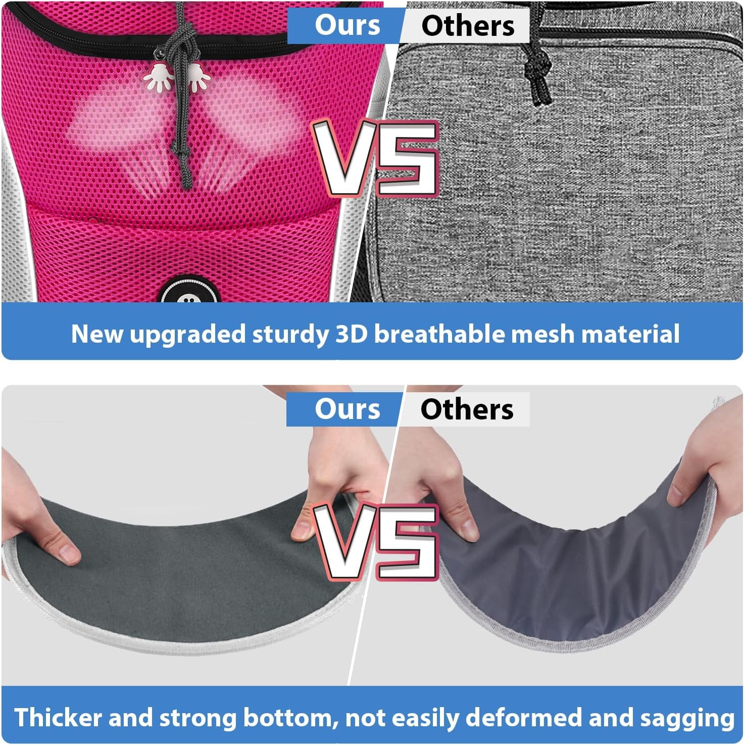 Pet Dog Carrier, Travel Back Pack with Safety Reflective Strips for Travel Hiking Cycling Outdoor Dogs Cats