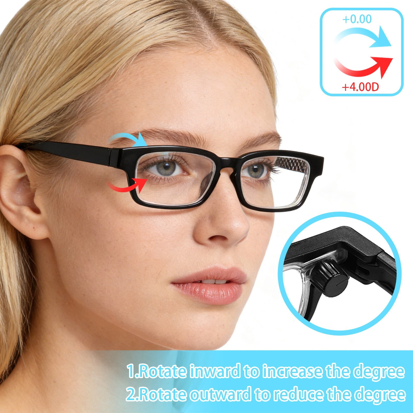 Zoometra-Adjustable Eye Glasses for Women Men, Auto Focus Glasses Self Adjusting, Anti Blue Light Multi Point Eyeglasses