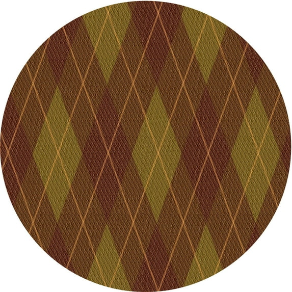 Ahgly Company Indoor Round Patterned Dark Bisque Brown Area Rugs, 7' Round