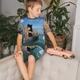 thumbnail image 4 of Balery Two Brave Cats Are Floating On The Sea Iceberg Conjunto de Pijama Infantil de Manga Corta con Estampado – Ropa de Dormir de Algodón Suave-3X-Large, 4 of 6