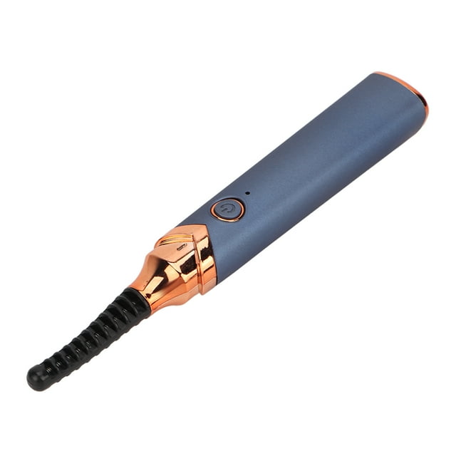 Fer à Cils Chauffant, Fer à Cils Électrique USB pour Friser les Cils en Bleu avec un Corps en ABS Élégant et des accents rose Doré. Cet Outil Chauffant pour Cils Doté d'Une Batterie lithium-ion Intégrée, d'Une Capacité de 280 mAh et d'Une Capacité de Charge USB pour une Utilisation Pratique à la Maison, au Bureau Ou en Déplacement. Comprend un Câble de Chargement USB.