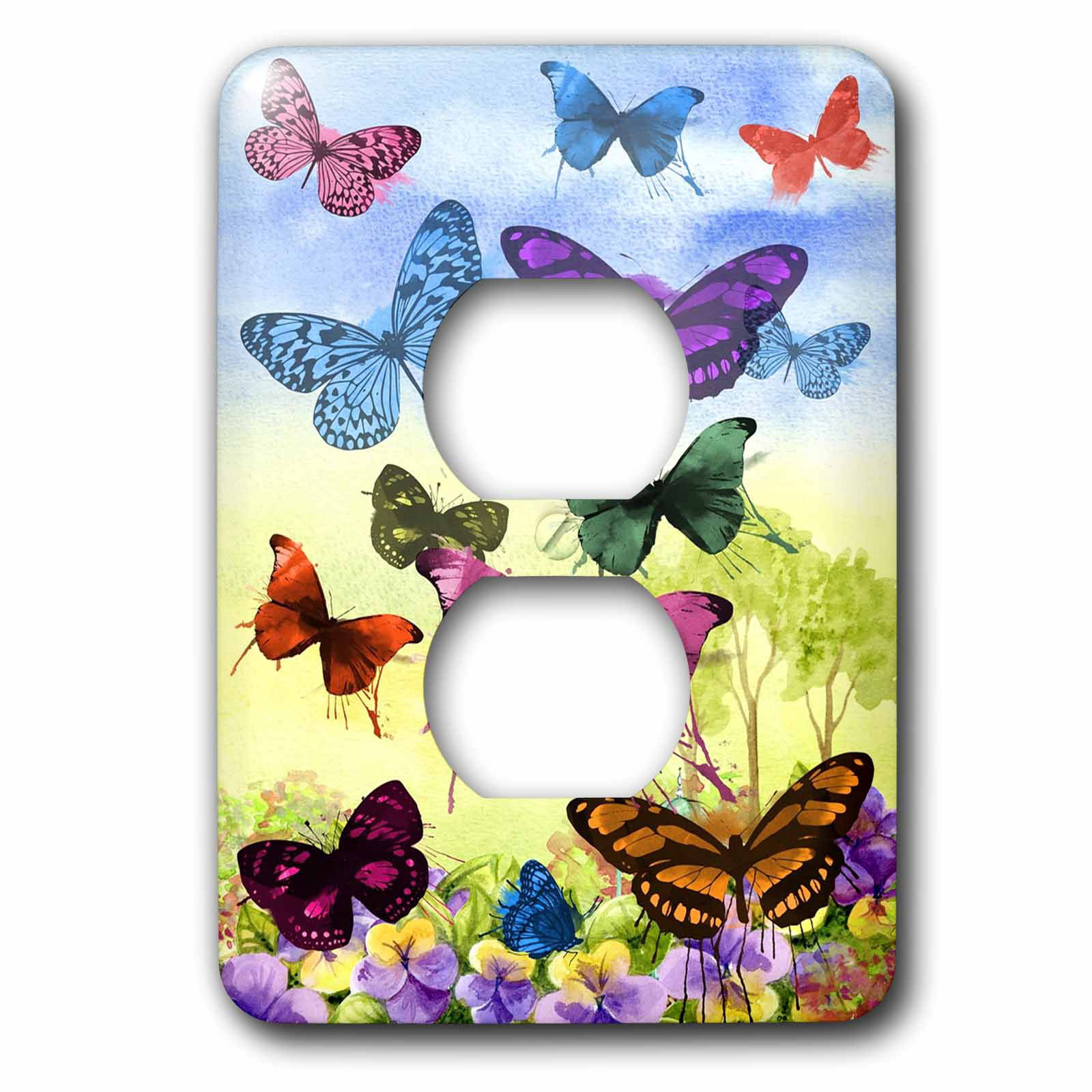 BUTTERFLY FALLS DOUBLE LIGHT SWITCH PLATE COVER