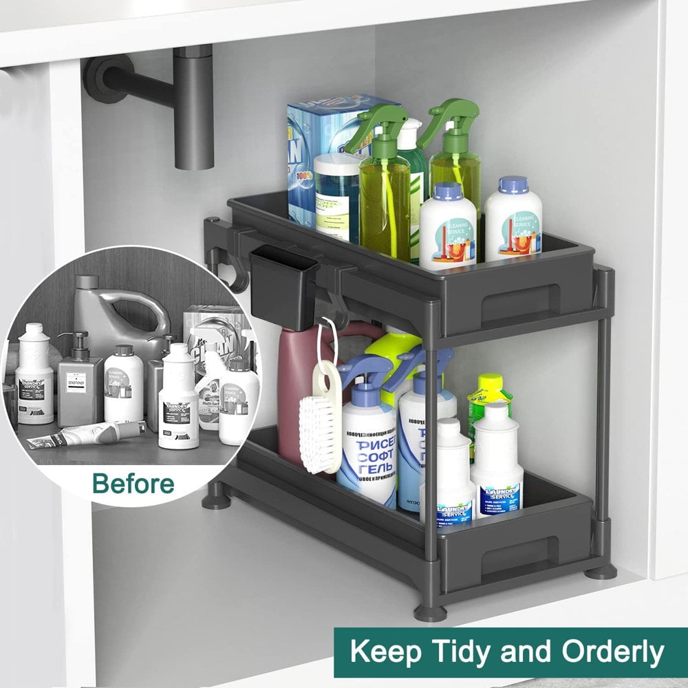 ShadeMart Under Sink Pull Out Organizer Shelf Cabinet Storage Shelves