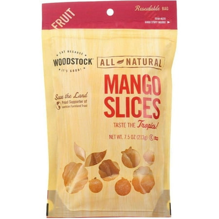 Woodstock Fruit - All Natural - Mango - Slices - Low Sugar - Unsulphured - 7.5 oz - case of