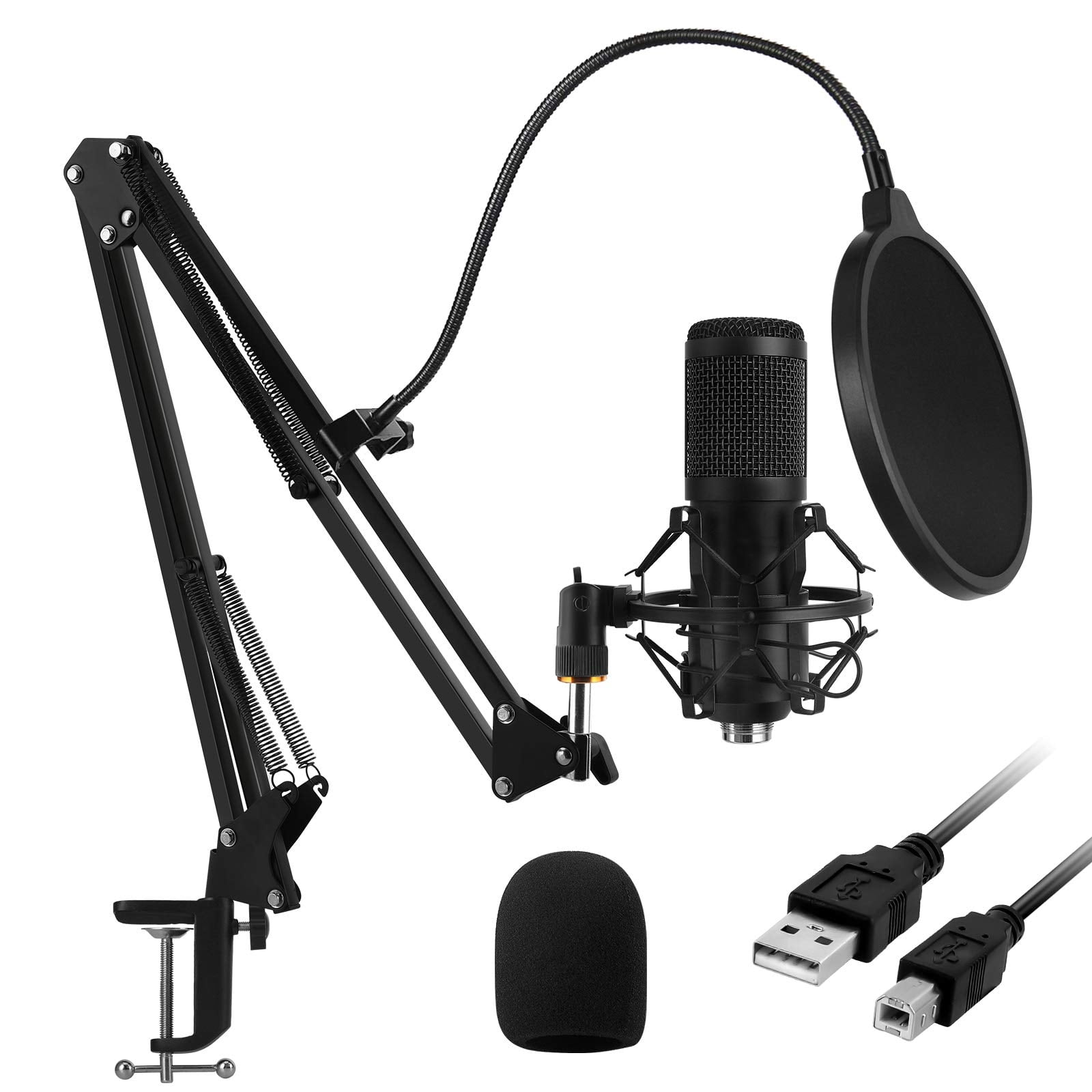 192KHZ/24Bit Microphone USB Mic Kit with Sound Chipset Boom Arm Set Gaming Microphone Recording Microphone USB Microphone PC Streaming Podcast Mic 